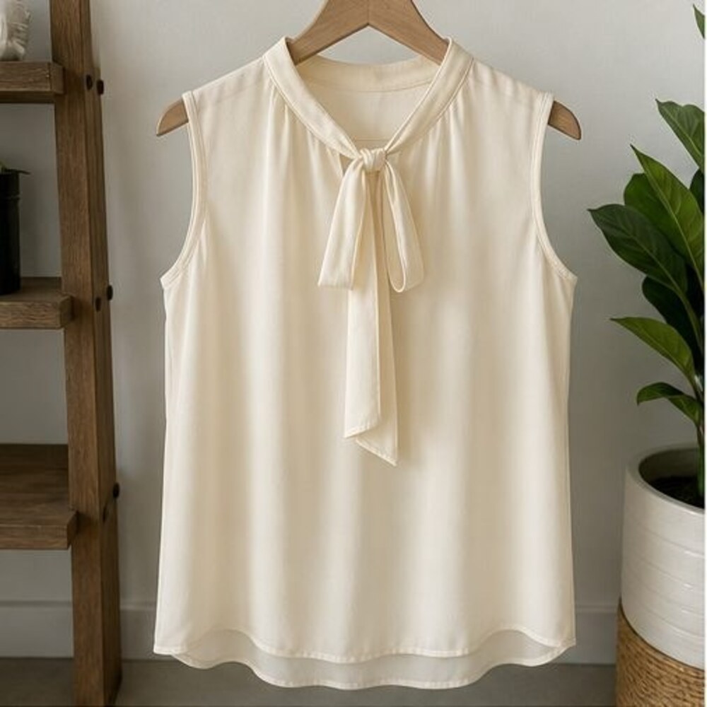 Cream Pleated Blouse